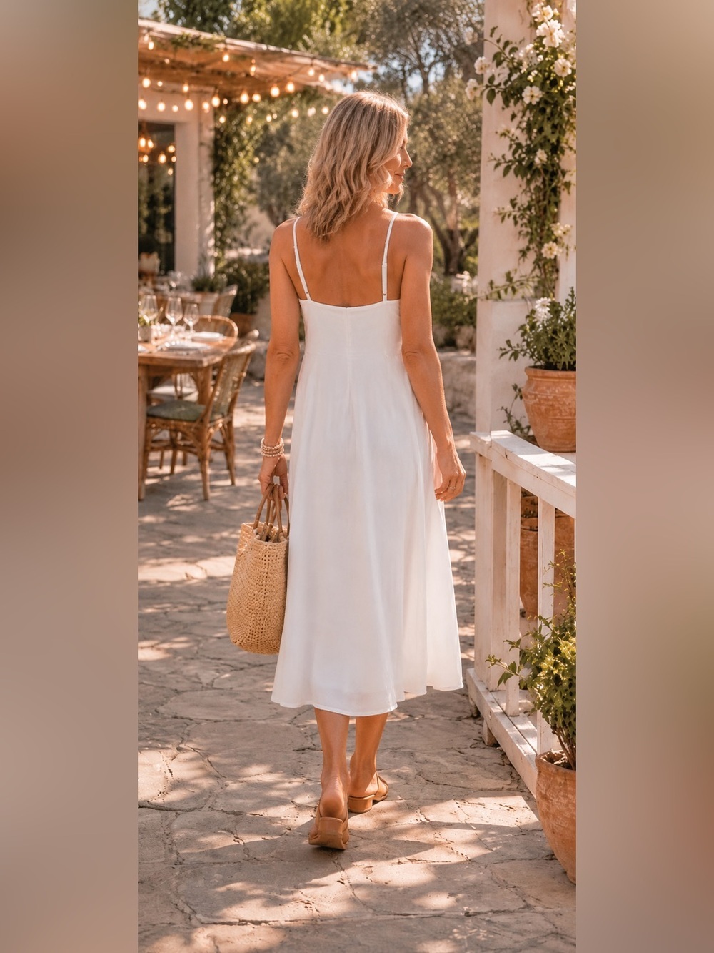 Monoreno White Crochet Lace Slip Dress Coastal Boho Cottagecore S - Picture 2 of 7